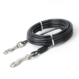 Double Hook Wire Rope Dog Leash (Option: Black Double Zinc Alloy-5mm, 15 M)