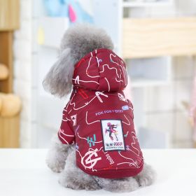 Fashion Letter Cotton Padded Coat (Option: Wine Red-XL)